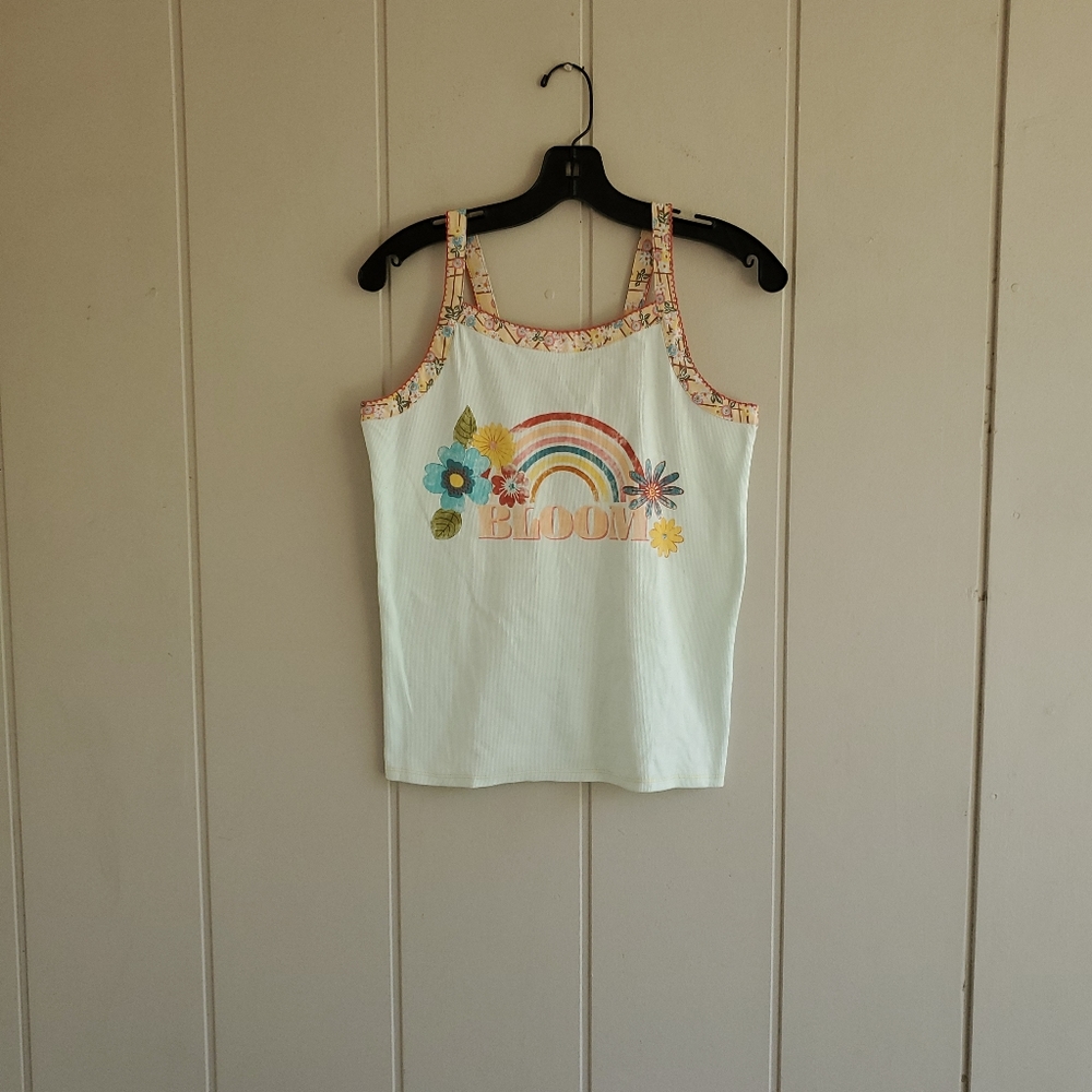 NWT Matilda Jane Girls Bloom Tank Top Size 14 WHITE/ Multicolor Floral Bohimian